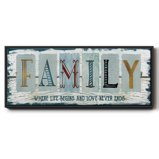 Family Where Life - Floater Framed Canvas Print