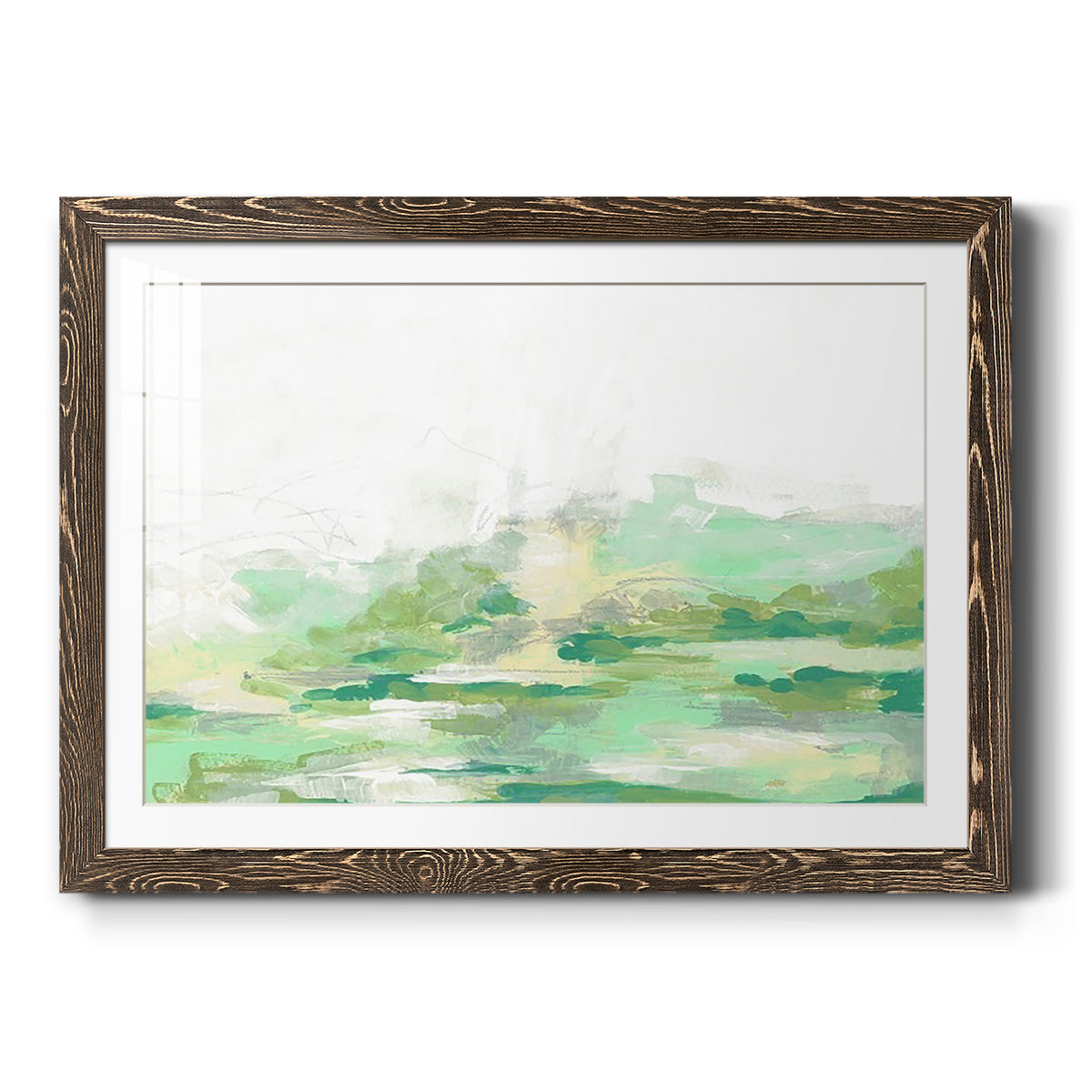 Green Mist Vista II - Barnwood Framed Art Print