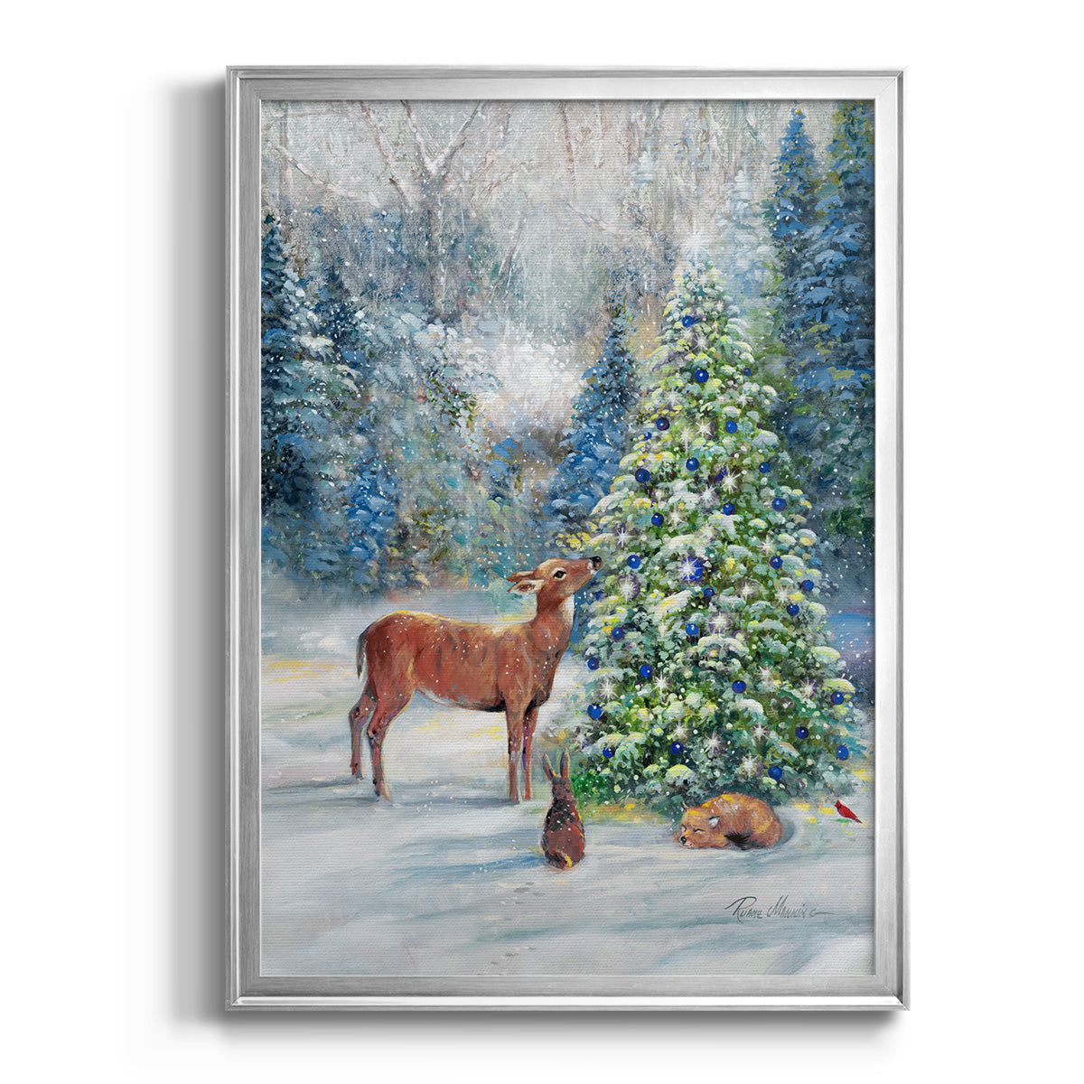 Winter Gathering - Modern Framed Canvas Print