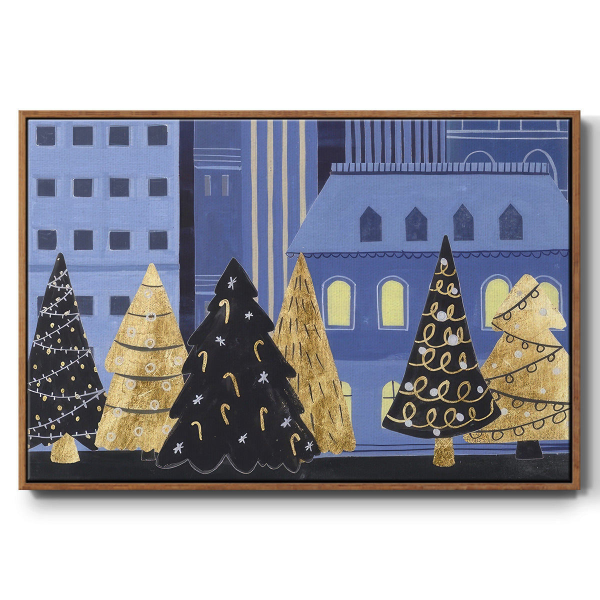 Holiday Night Collection A - Framed Gallery Wrapped Canvas in Floating Frame