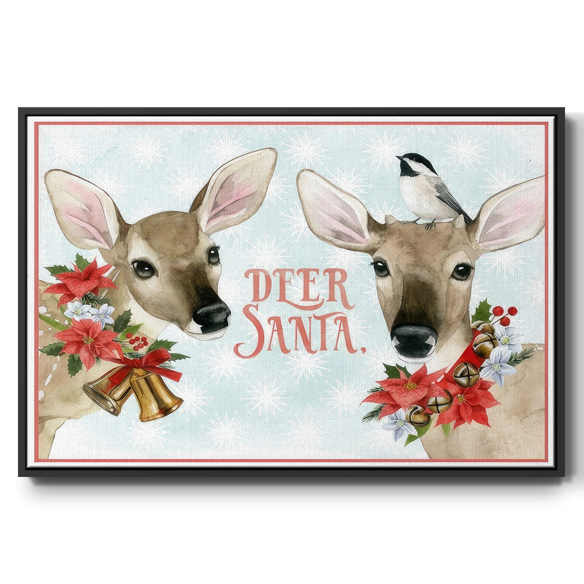 Deer Christmas Collection A - Framed Gallery Wrapped Canvas in Floating Frame