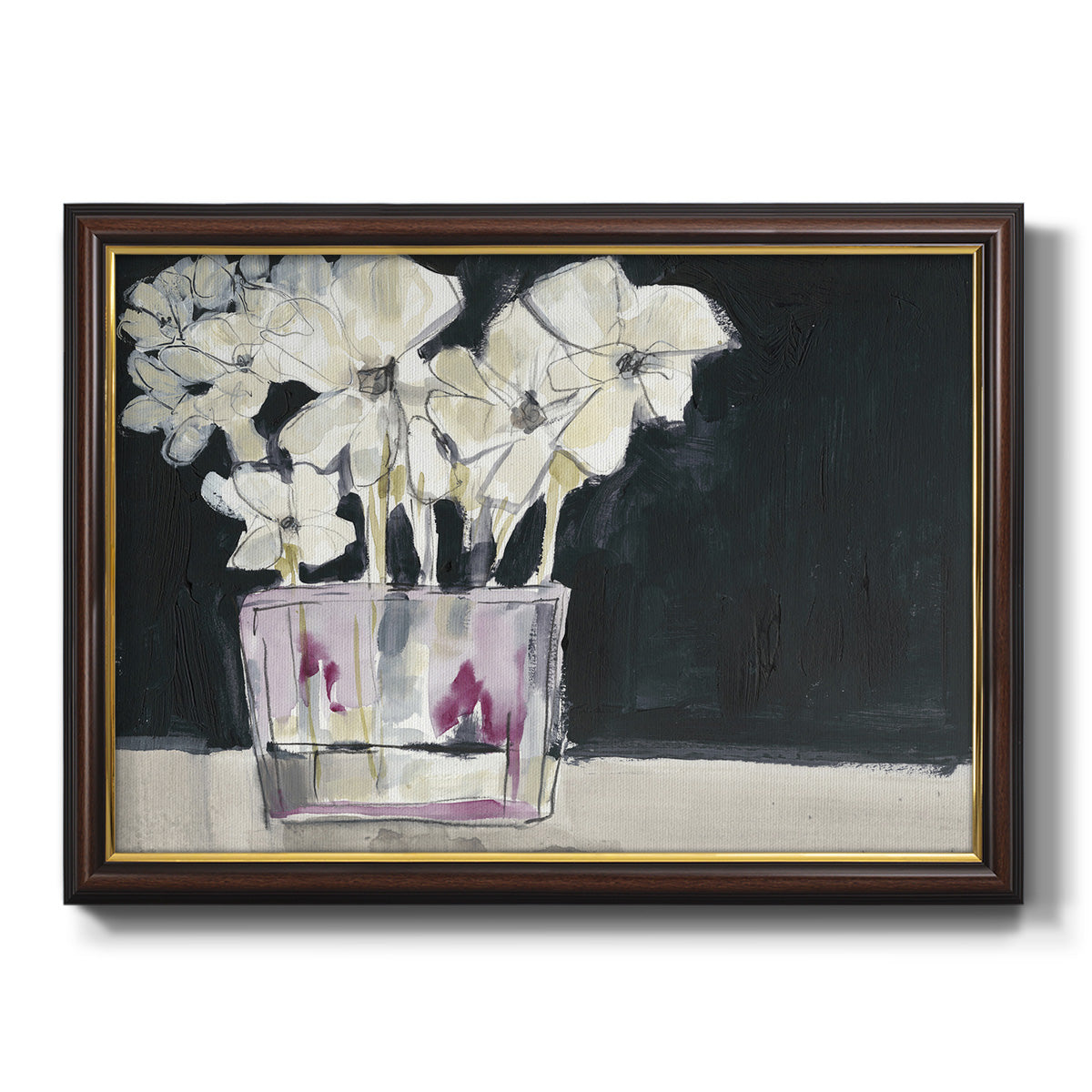 White Flowers in Fuchsia II Premium Framed Canvas- Ready to Hang