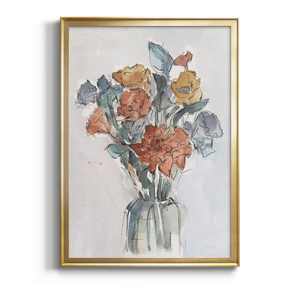 Watercolor Floral Arrangement I - Modern Framed Canvas Print