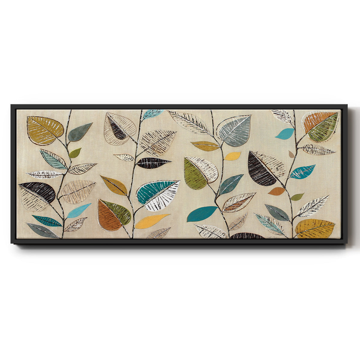 Dancing Leaves III - Floater Framed Canvas Print