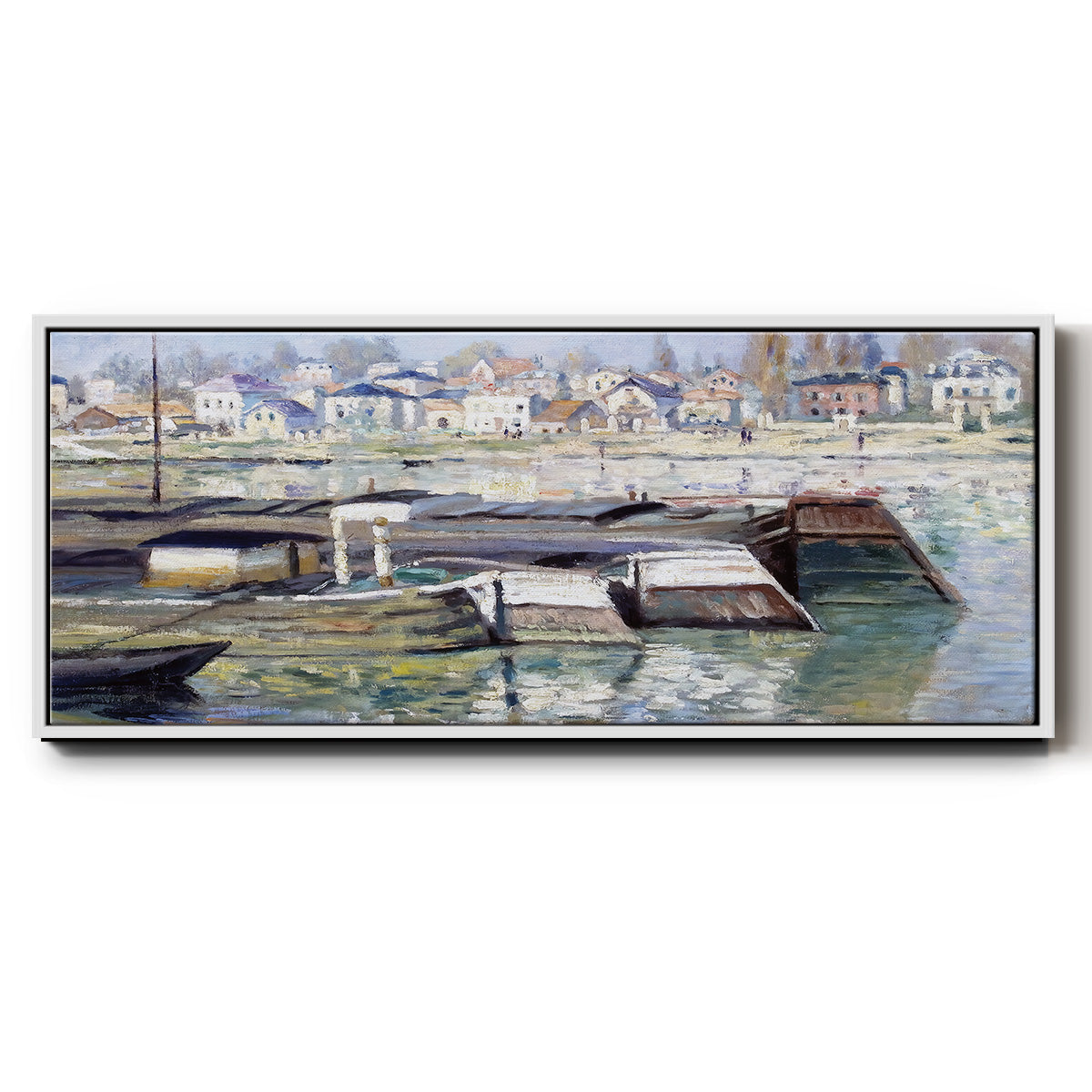 The Seine at Asnieres, 1873 - Floater Framed Canvas Print