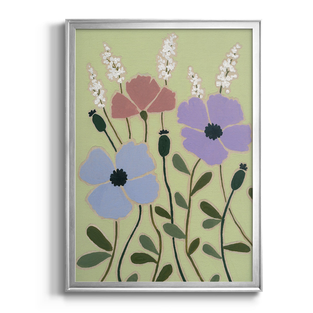 Woodblock Floral III - Modern Framed Canvas Print