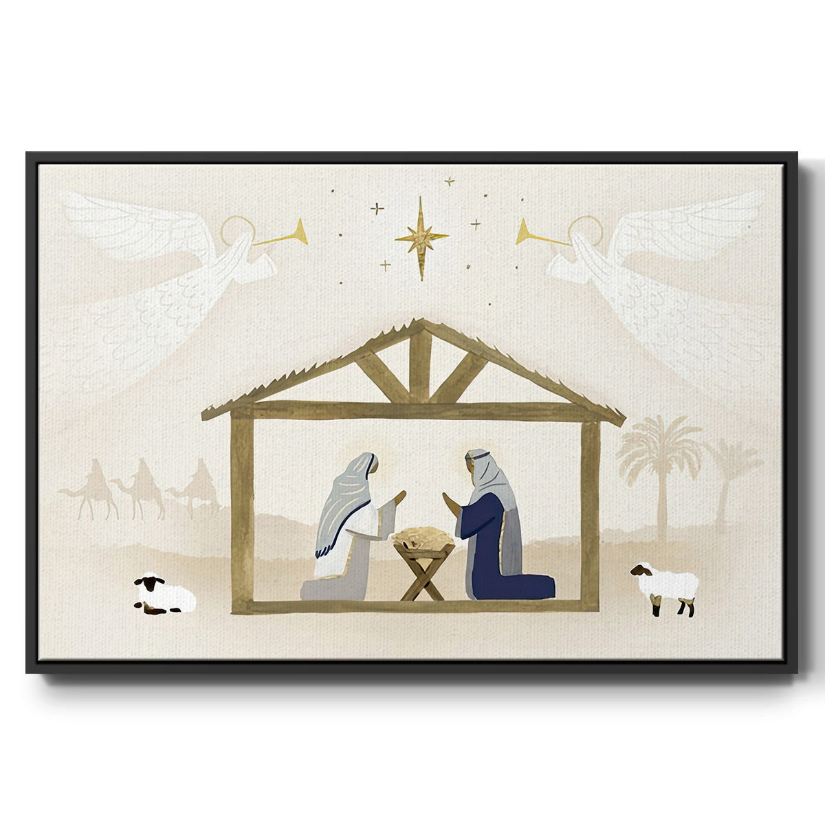 Away in a Manger Collection A - Framed Gallery Wrapped Canvas in Floating Frame