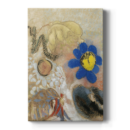 Canvas art print featuring a symbolic composition of floating floral forms in a soft, dreamlike setting on a clean white background.