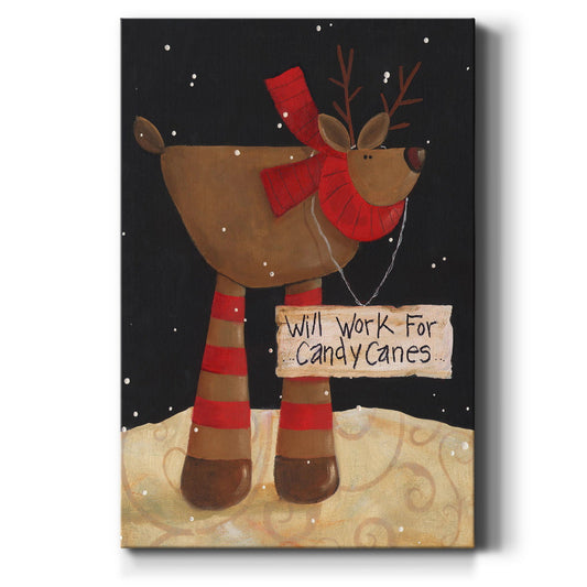 Candycane Reindeer - Canvas Art Print