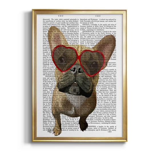 French Bulldog and Heart Glasses - Modern Framed Canvas Print