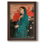 Impressionist portrait of a young woman with an ibis by Edgar Degas printed on canvas in an ornate weathered white frame with a vertical orientation.