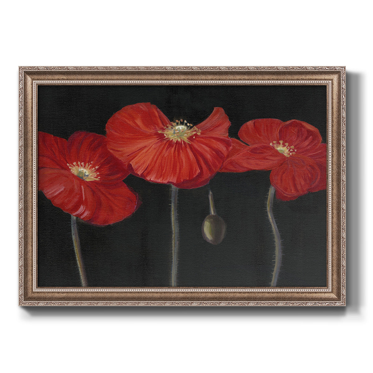 Poppy Trio I Premium Framed Canvas- Ready to Hang