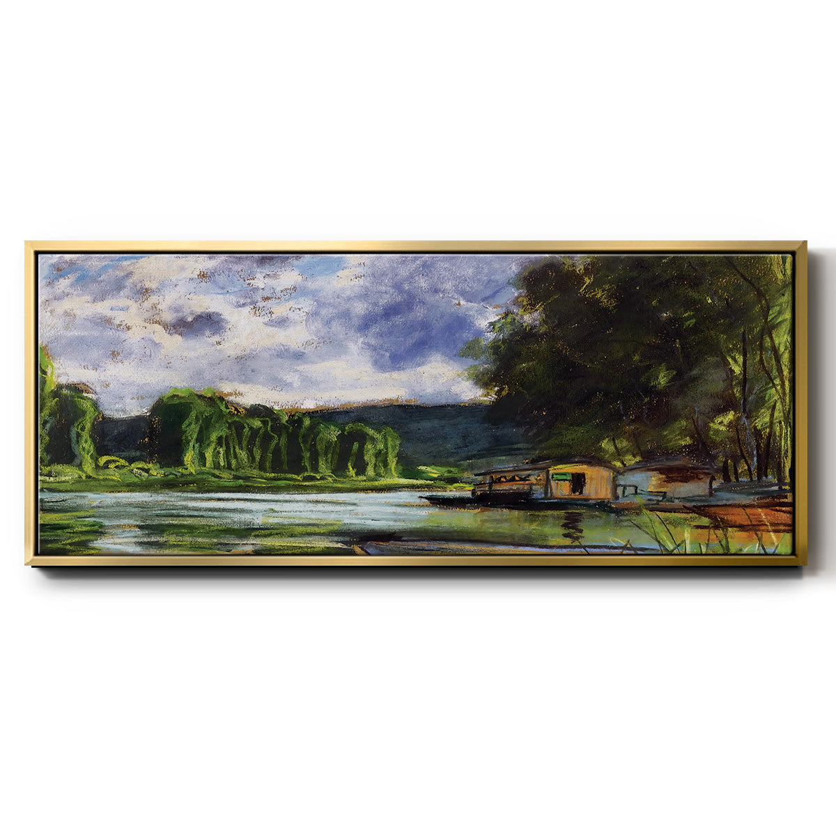 The Banks of the Seine near Jeufosse (Eure), 1880 - Floater Framed Canvas Print