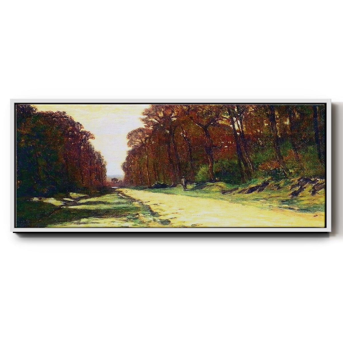 Road in a Forest Fontainebleau, 1864 - Floater Framed Canvas Print