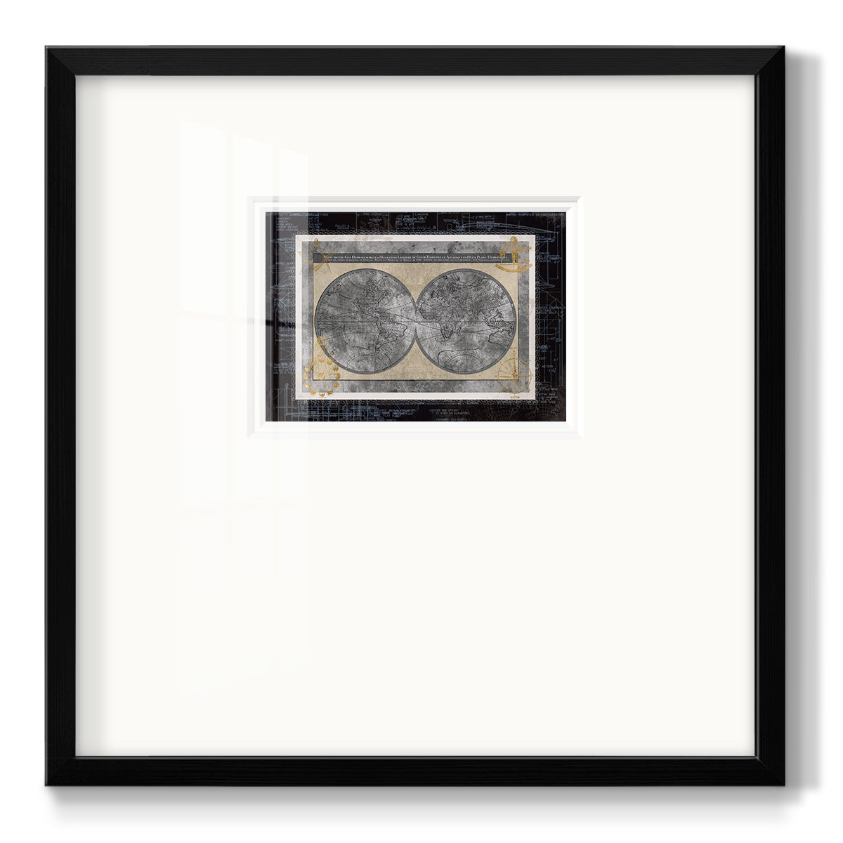 Night World Blueprint - Double Matboard Framed Print