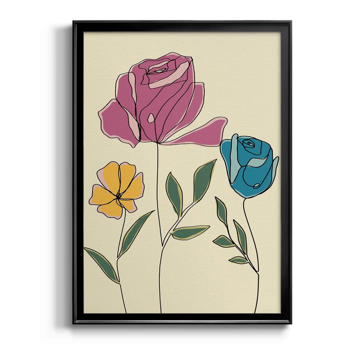 Colored Floral II - Modern Framed Canvas Print