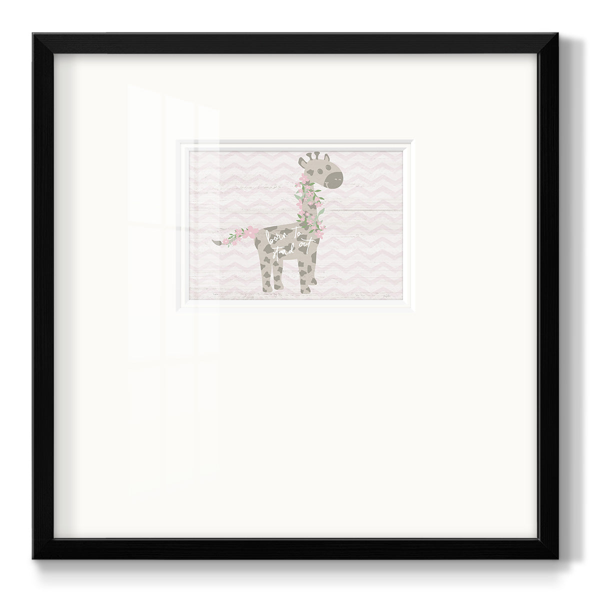 Floral Giraffe - Double Matboard Framed Print