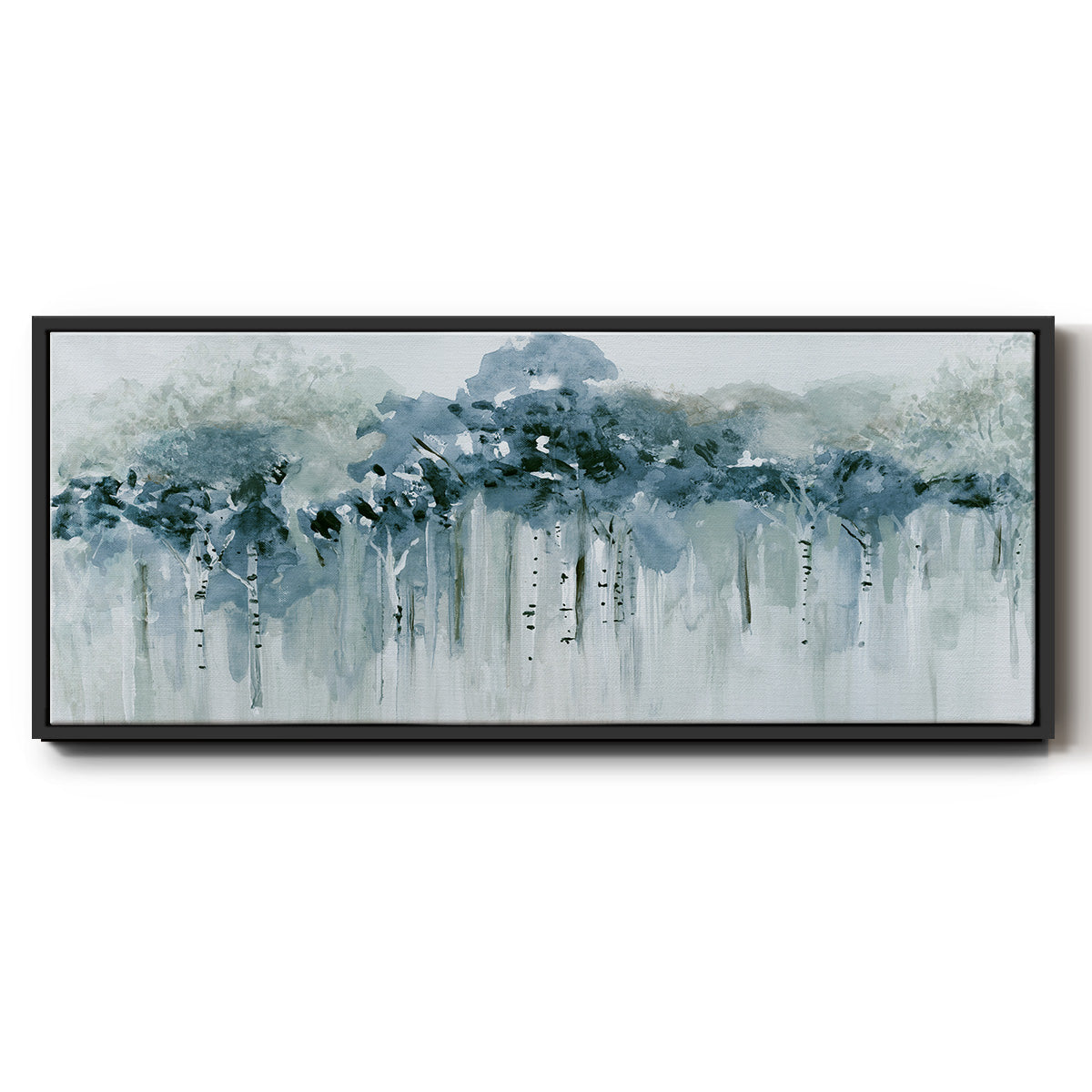 Blue Birch Morning - Floater Framed Canvas Print