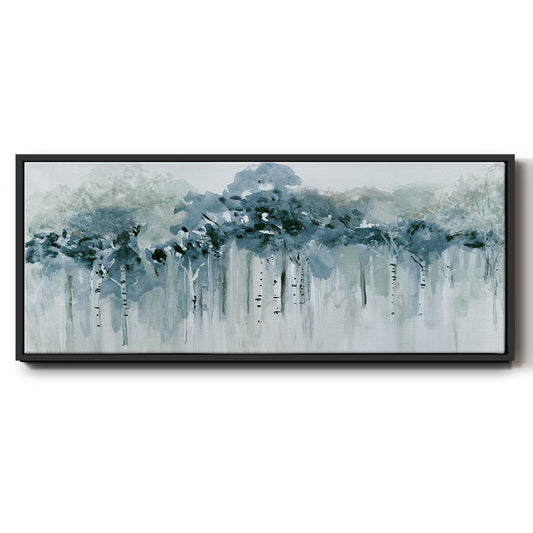 Blue Birch Morning - Floater Framed Canvas Print