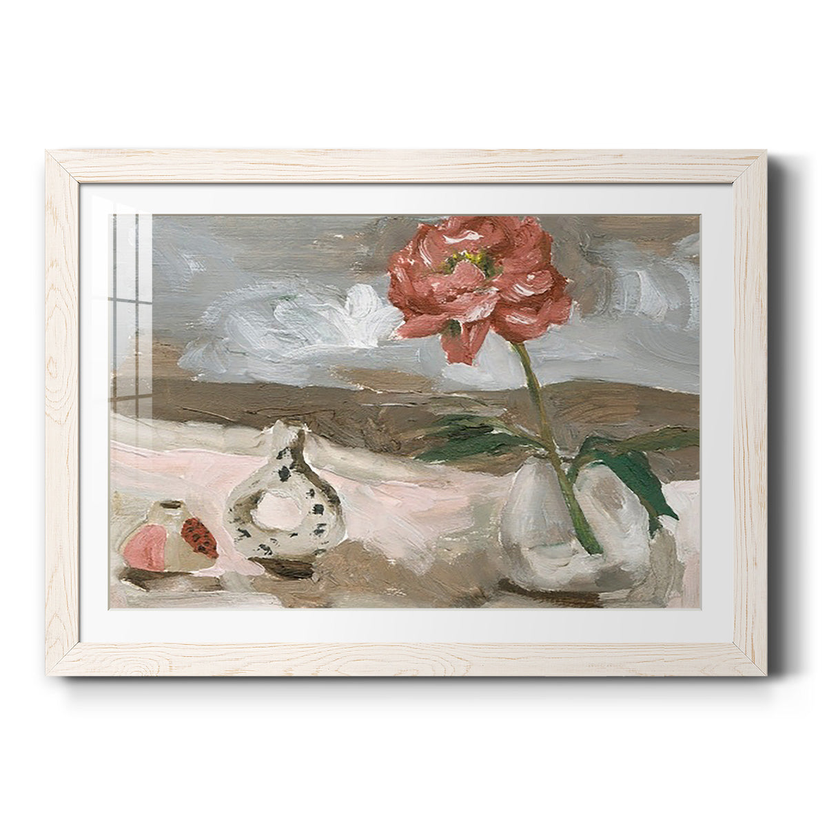 Vase of Pink Flowers IV - Barnwood Framed Art Print