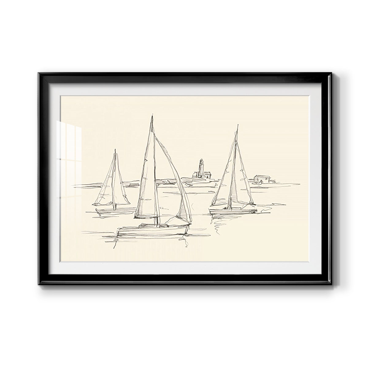 Coastal Contour Sketch II Premium Framed Print - Ready to Hang