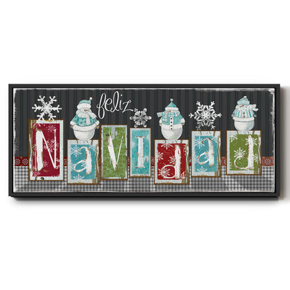 Navidad Blocks - Floater Framed Canvas Print