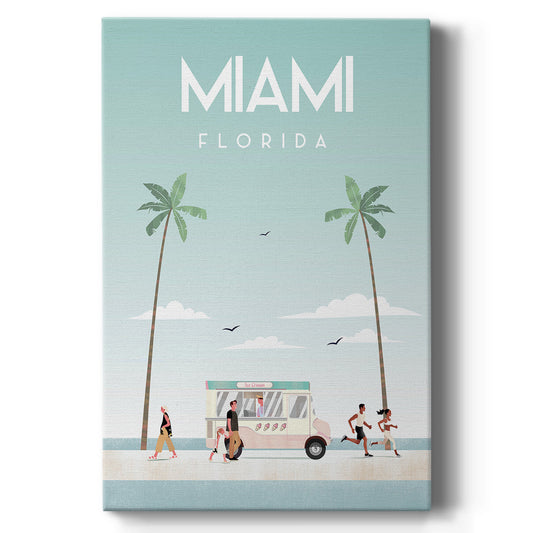 Illustrated Miami Beach I - Canvas Art Print