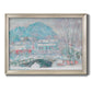Impressionist coastal village landscape in Norway by Claude Monet printed on canvas in an ornate champagne frame.