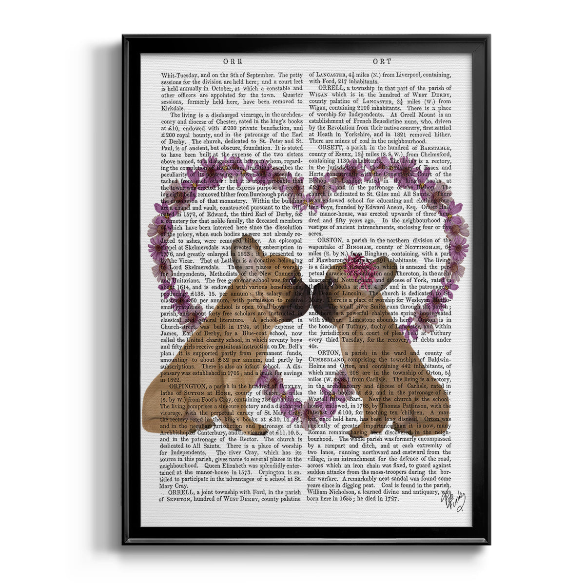 French Kiss and Flower Heart - Modern Framed Canvas Print