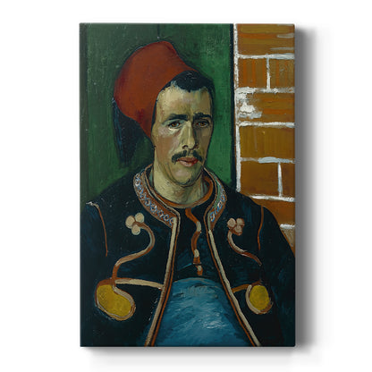 Canvas art print featuring an expressive portrait of a soldier in uniform with bold color and texture on a clean white background.