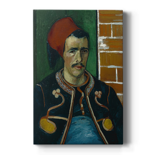 Canvas art print featuring an expressive portrait of a soldier in uniform with bold color and texture on a clean white background.