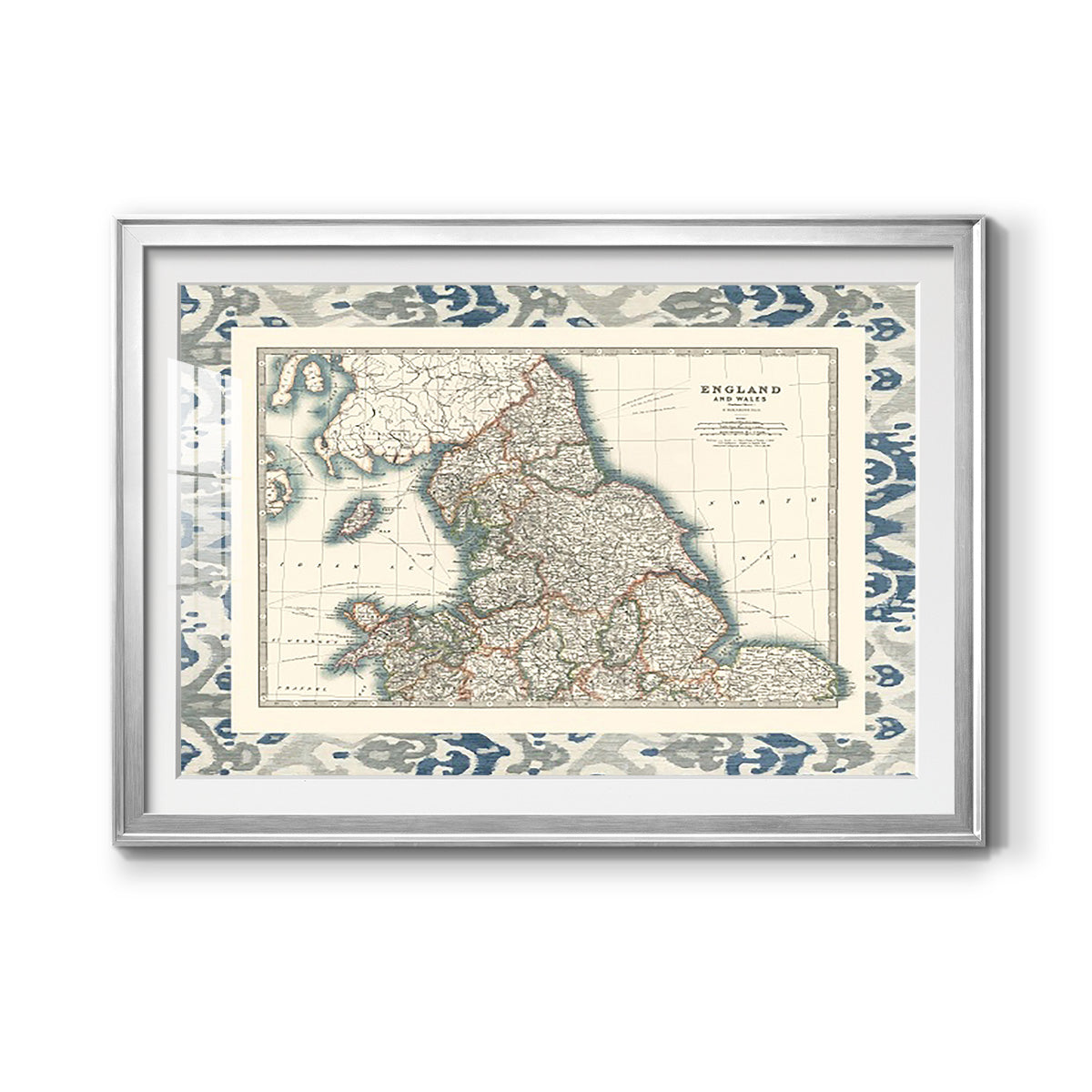 Bordered Map of England & Wales Premium Framed Print - Ready to Hang