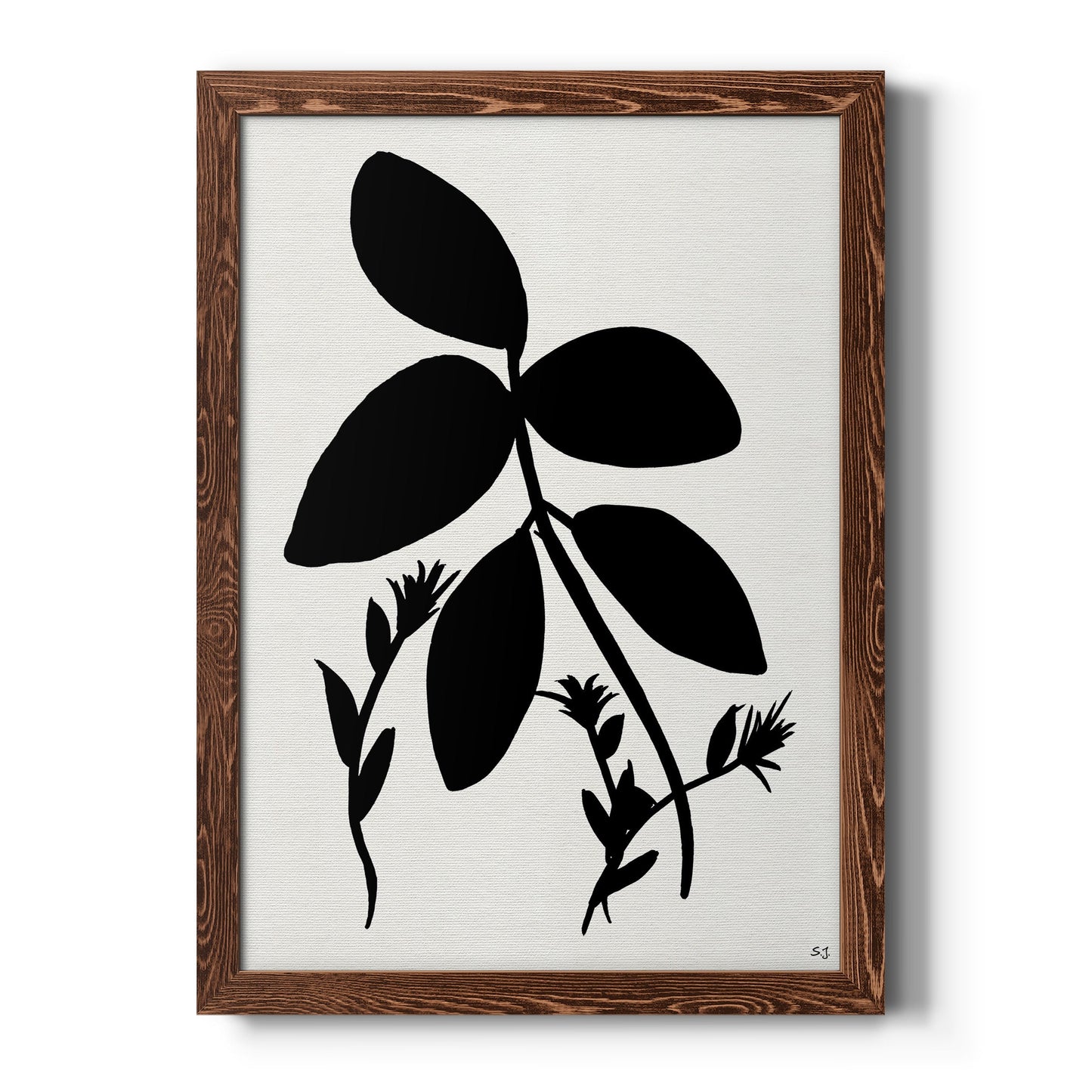 Silhouette Garden II - Barnwood Framed Canvas Print