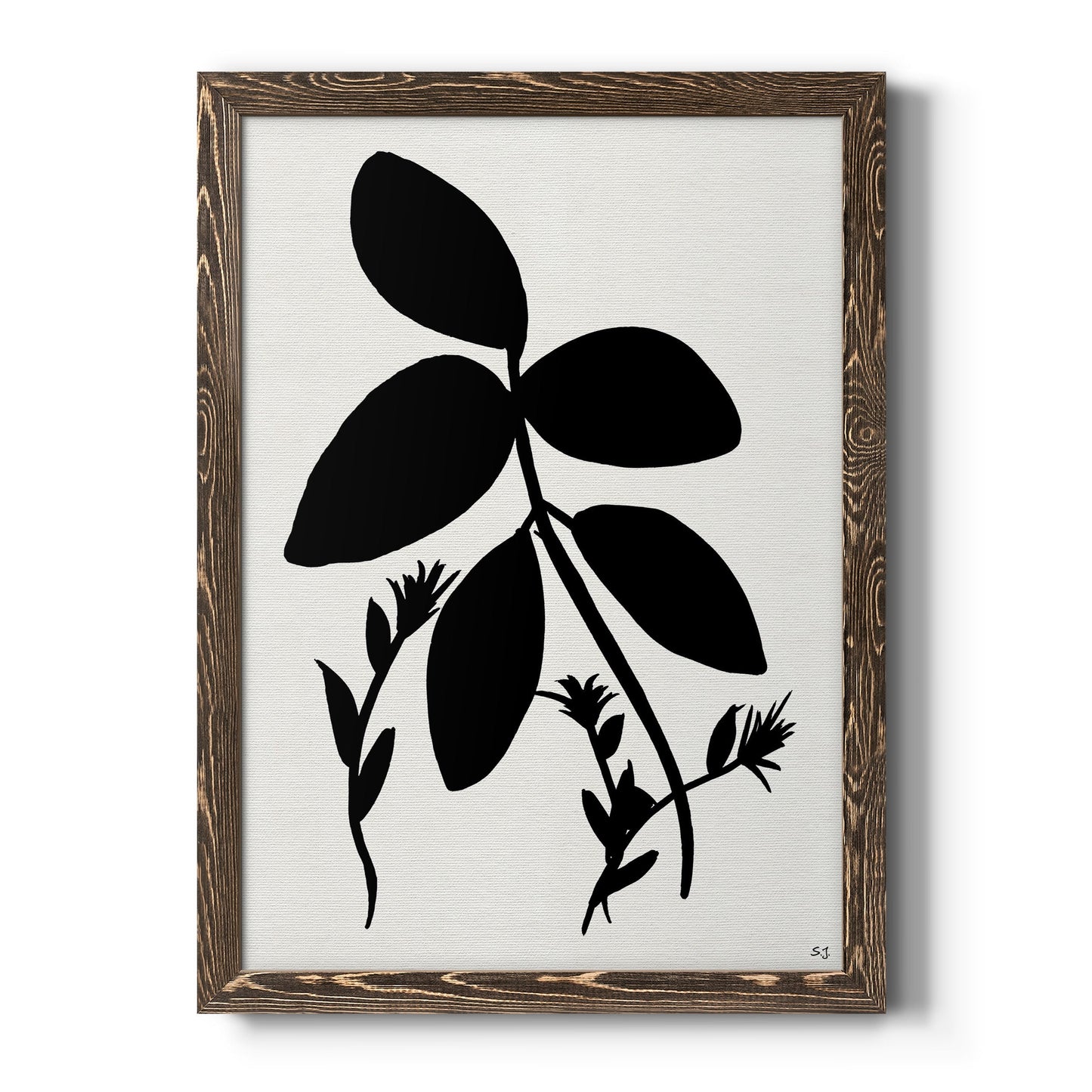 Silhouette Garden II - Barnwood Framed Canvas Print