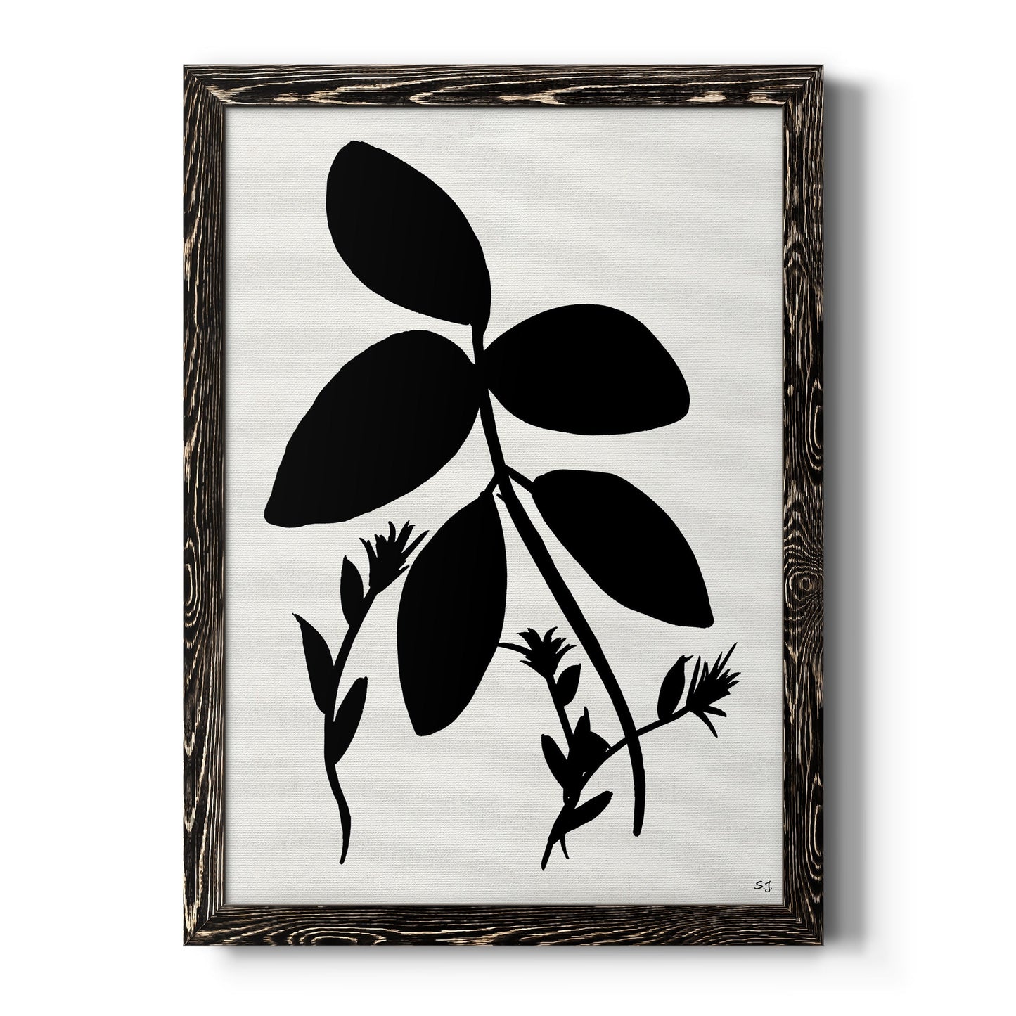Silhouette Garden II - Barnwood Framed Canvas Print