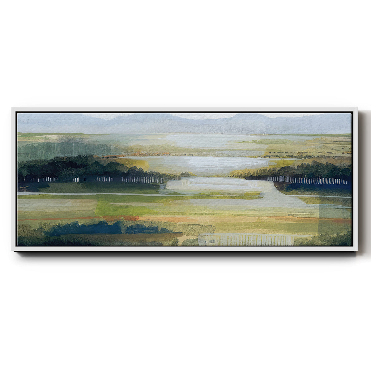 Lime Strata II - Floater Framed Canvas Print
