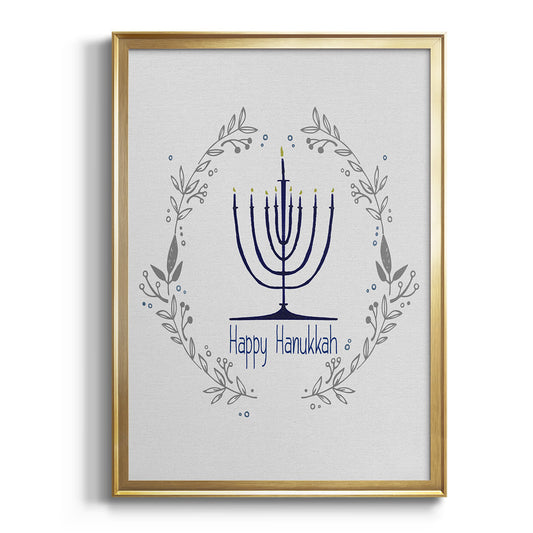 Happy Hanukkah II - Modern Framed Canvas Print