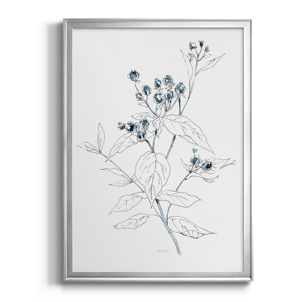 Indigo Sketch I - Modern Framed Canvas Print