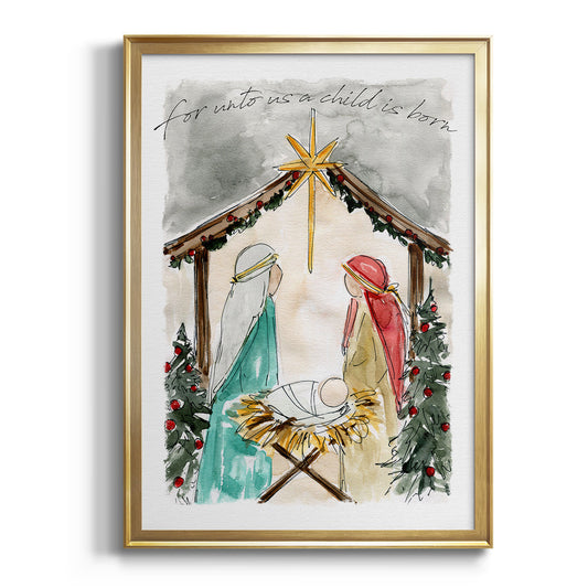 Unto Us A Child is Born - Modern Framed Canvas Print