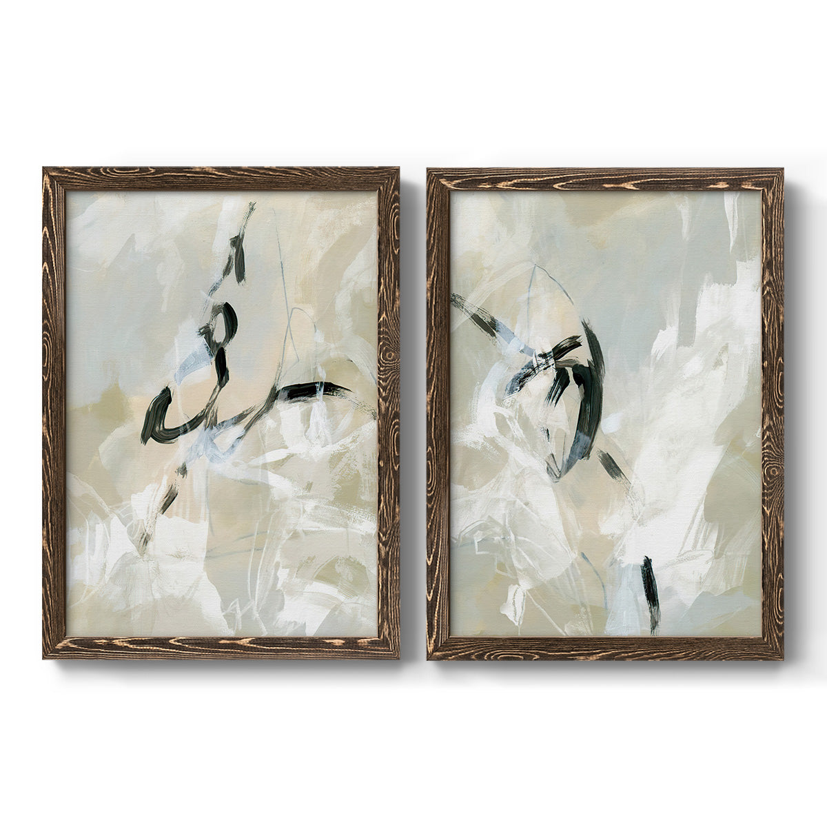 Scribble Veil I - Premium Framed Canvas 2 Piece Set - Ready to Hang