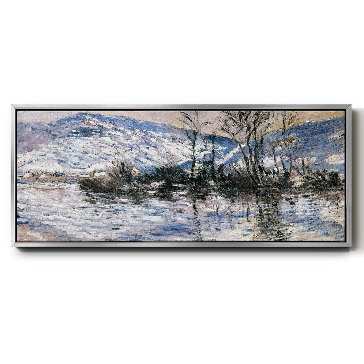 The Seine at Port Villez, Snow Effect, 1885 - Floater Framed Canvas Print