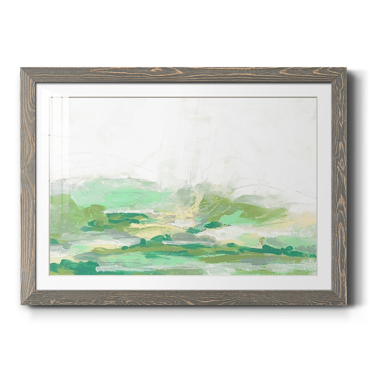 Green Mist Vista I - Barnwood Framed Art Print
