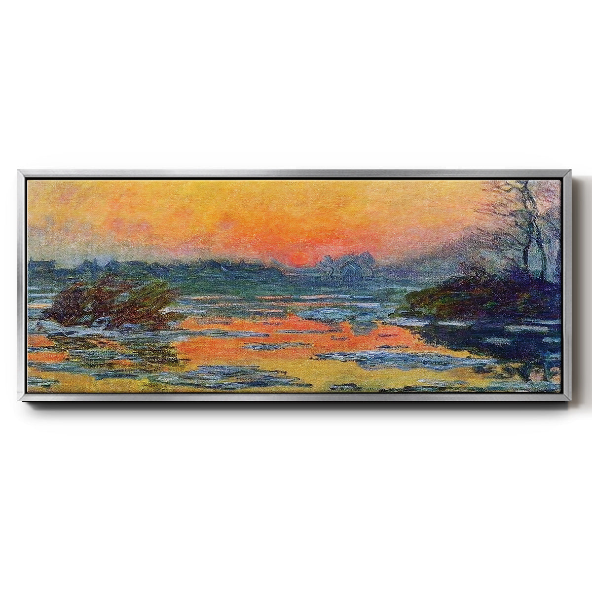 Sunset on the Seine in Winter, 1880 - Floater Framed Canvas Print