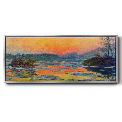 Sunset on the Seine in Winter, 1880 - Floater Framed Canvas Print