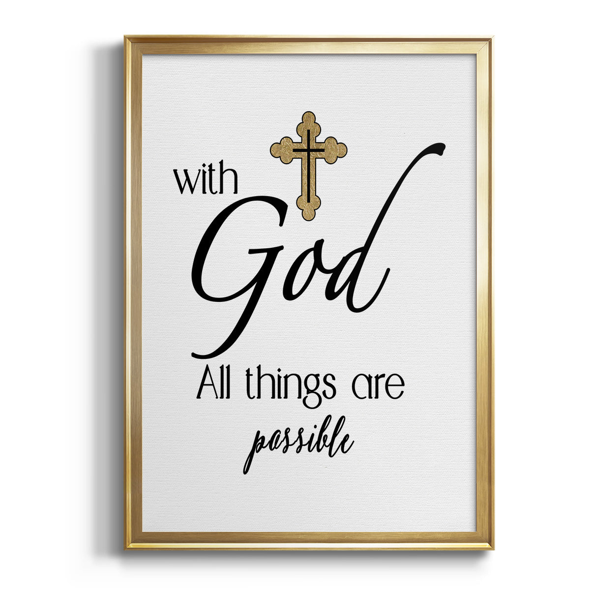 All Things Possible Gold - Modern Framed Canvas Print