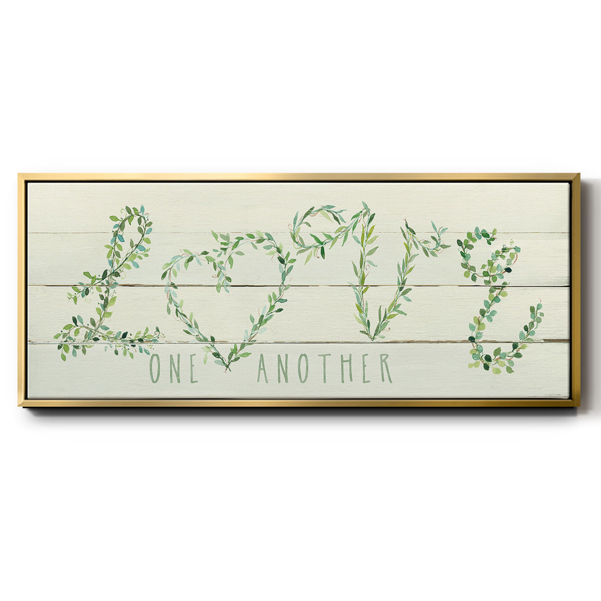 Shiplap Vines Love - Floater Framed Canvas Print
