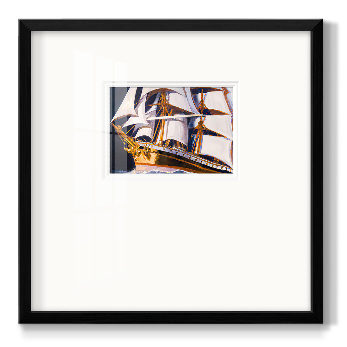 Golden Ship Premium Framed Print Double Matboard