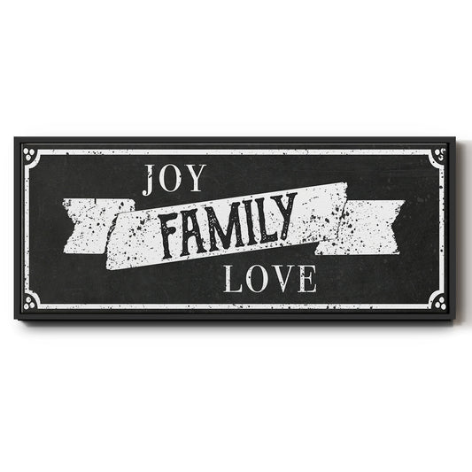 Joy Family Love - Floater Framed Canvas Print