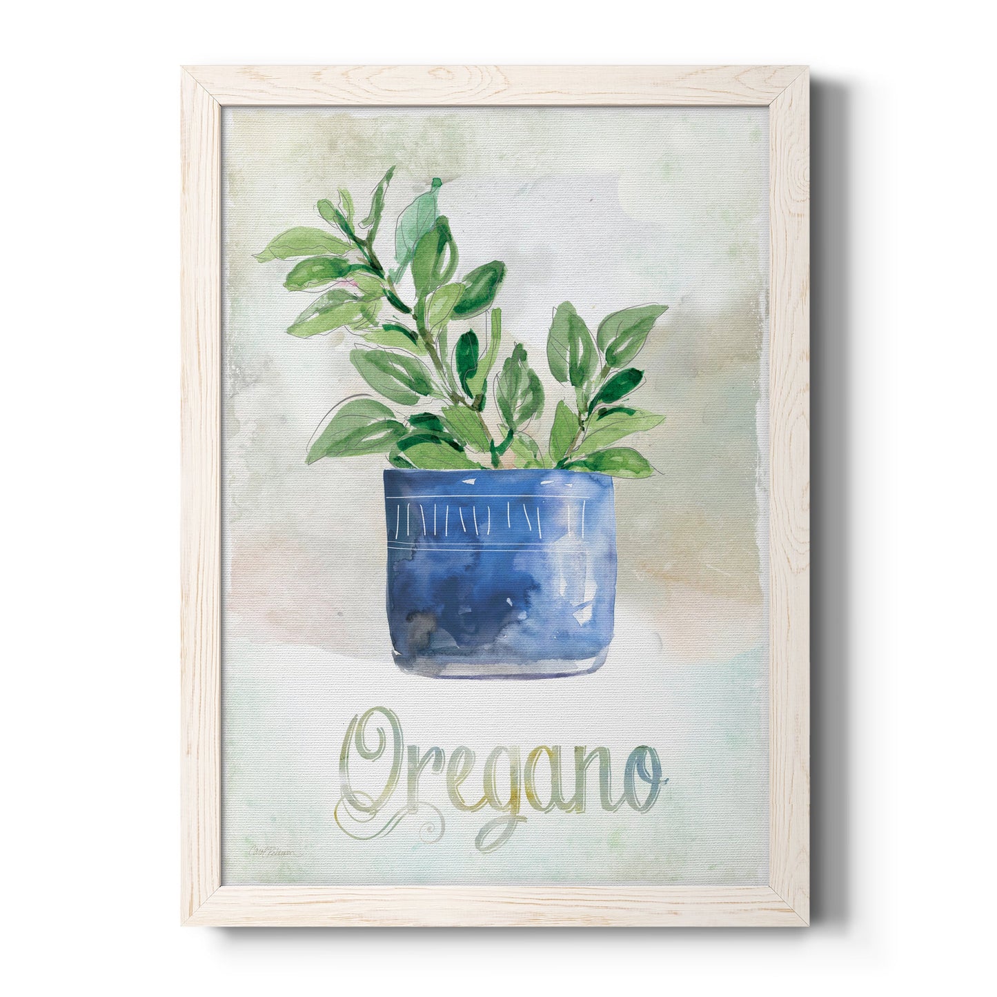 Potted Oregano - Premium Canvas Framed in Barnwood - Ready to Hang