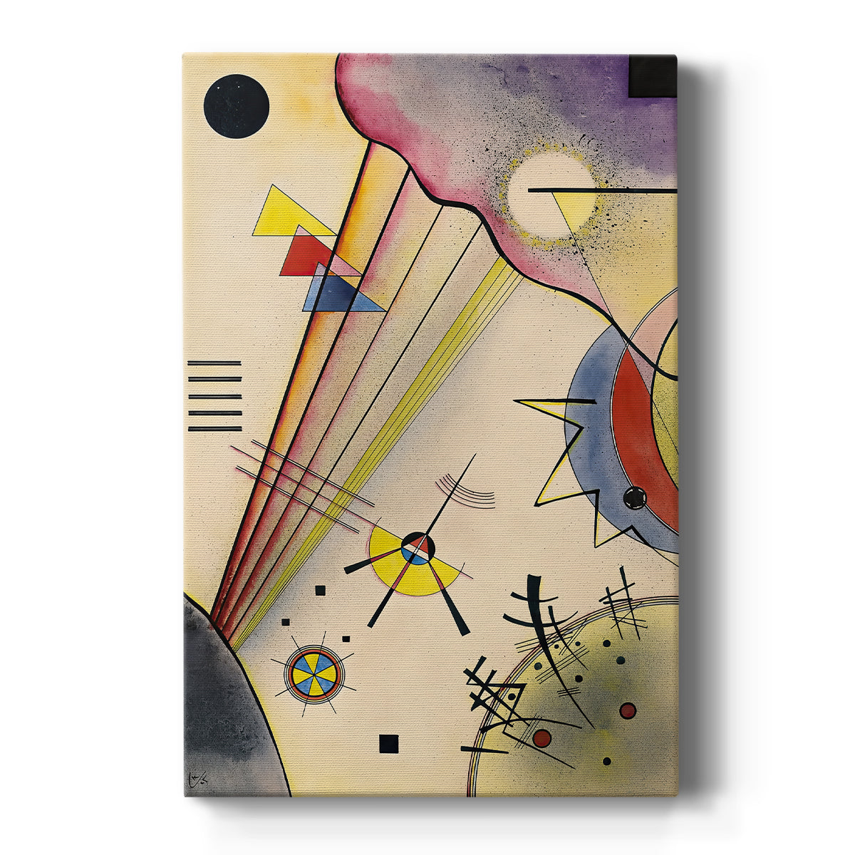 Canvas art print featuring an abstract composition of geometric shapes with balanced color and structure on a clean white background.
